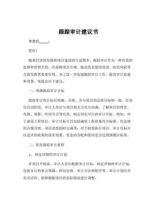 跟踪审计建议书