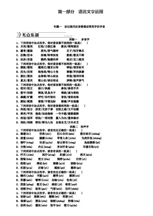 考点集训 一线原创 第一部分 语言文字运用