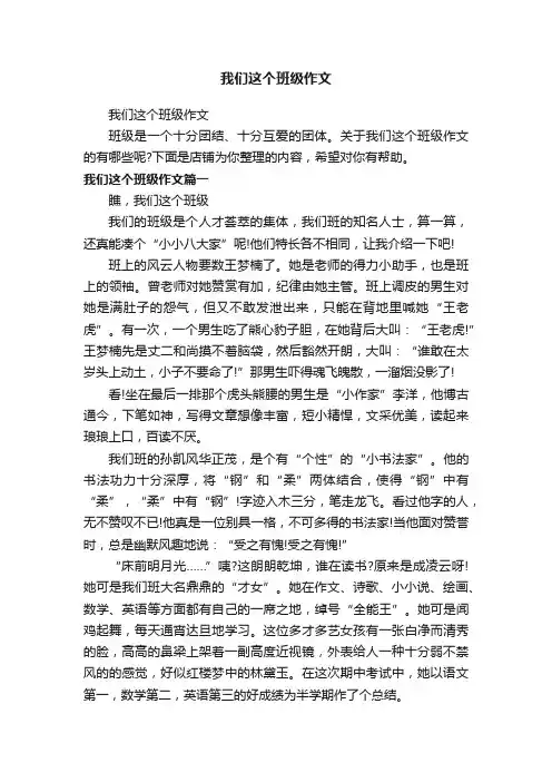 我们这个班级作文