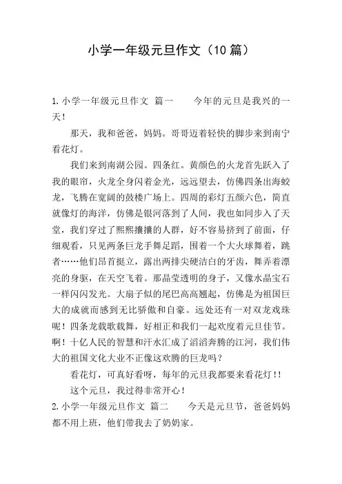 小学一年级元旦作文(10篇)