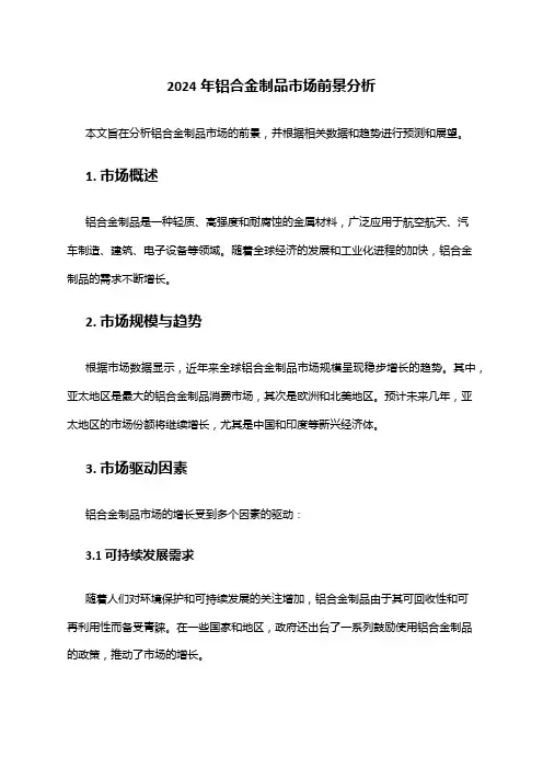 2024年铝合金制品市场前景分析