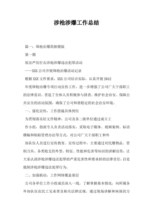 涉枪涉爆工作总结