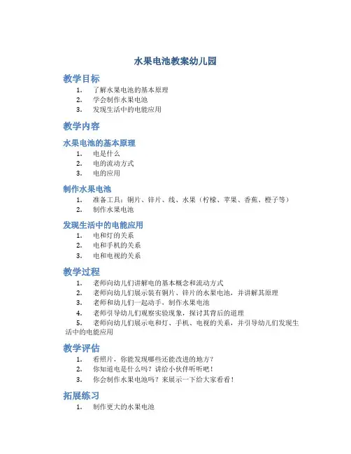 水果电池教案幼儿园