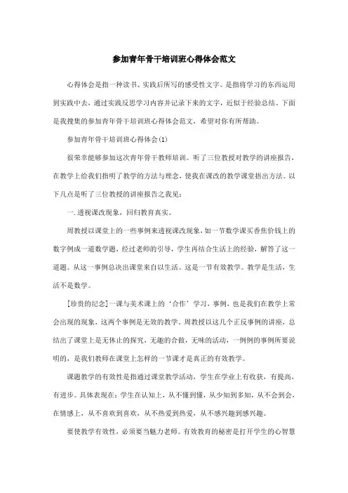 参加青年骨干培训班心得体会范文