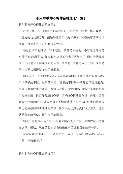 新入职教师心得体会精选【10篇】
