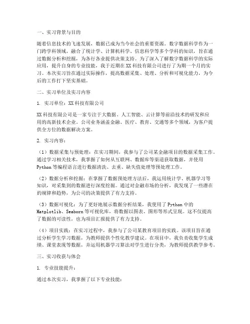 数字数据科学实习报告