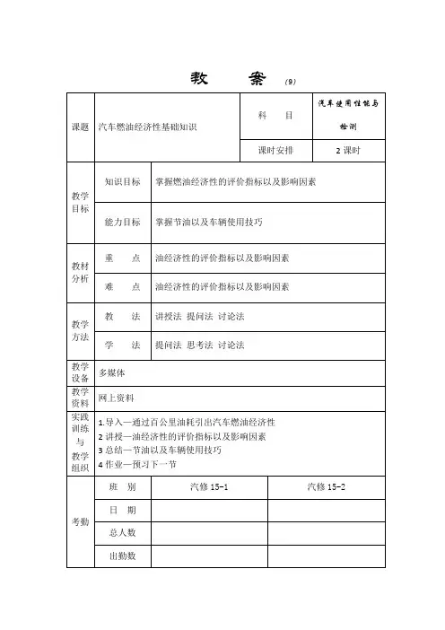 汽车燃油经济性基础知识