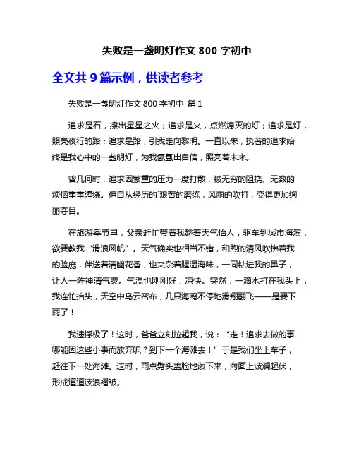 失败是一盏明灯作文800字初中