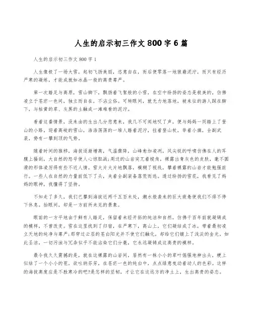 人生的启示初三作文800字6篇