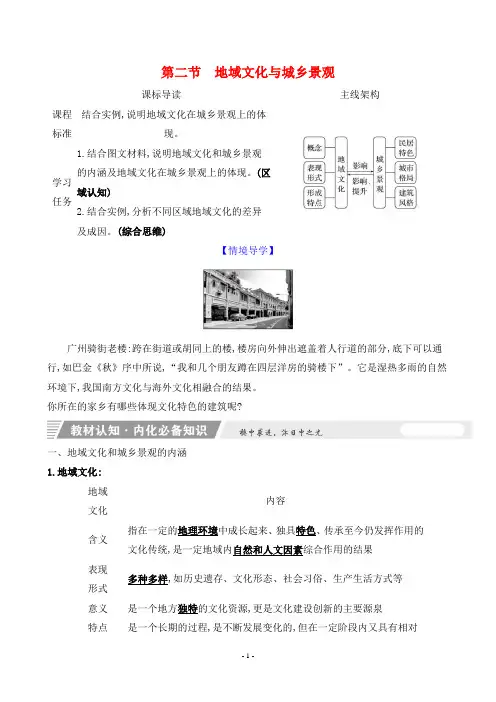 2023年湘教版高中地理必修第二册同步知识点讲解第二章第二章城镇和乡村第二节地域文化与城乡景观