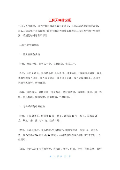 三伏天喝什么汤