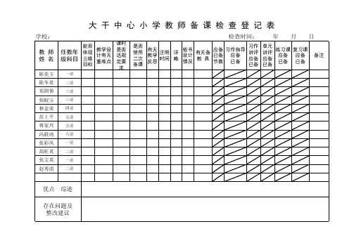教学常规教师备课学生作业检查表