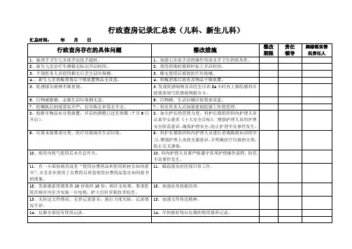 行政查房记录汇总表