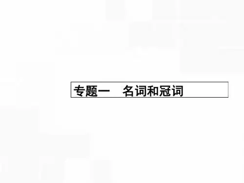 【优化设计】2016届高考英语二轮复习 专题一 名词和冠词课件