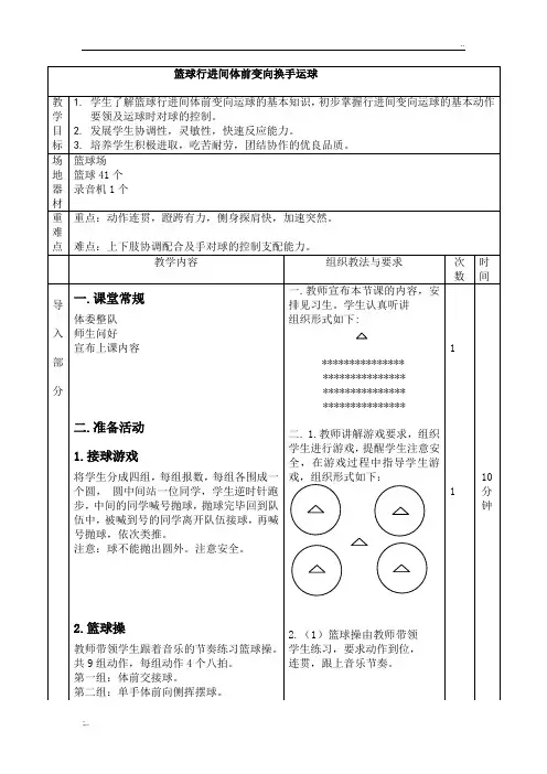 篮球行进间体前变向换手运球
