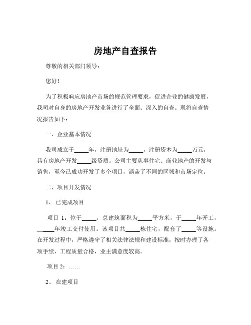 房地产自查报告
