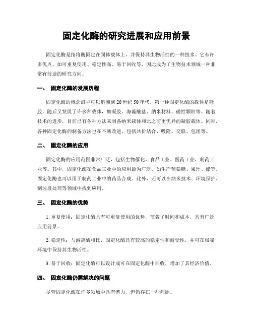 固定化酶的研究进展和应用前景