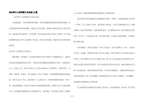 设计师个人试用期工作总结11篇