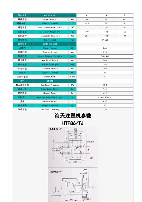 海天注塑机全参数(DOC)