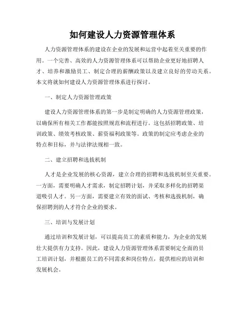 如何建设人力资源管理体系