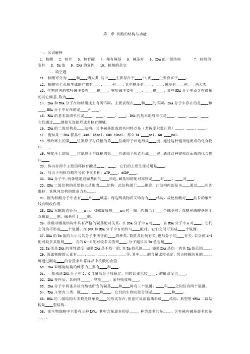 第二章 核酸的结构与功能(试题及答案)