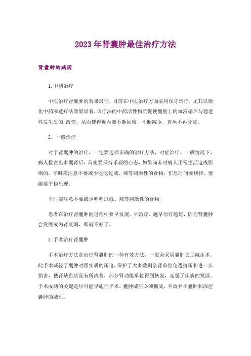 2023年肾囊肿最佳治疗方法