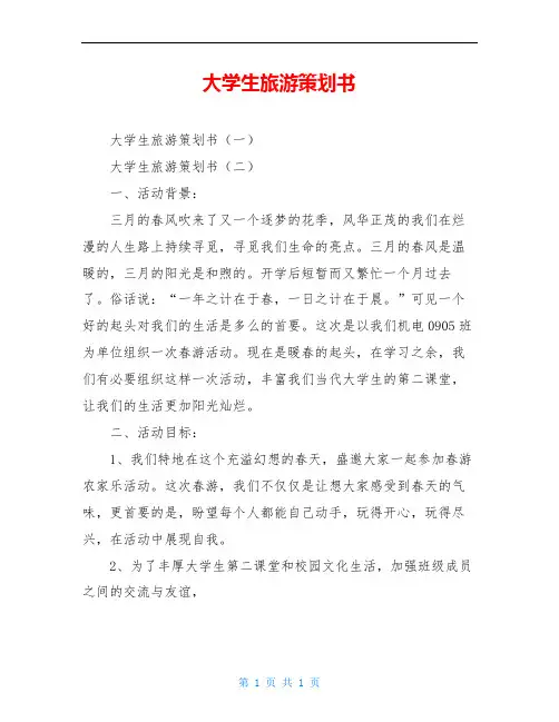 大学生旅游策划书