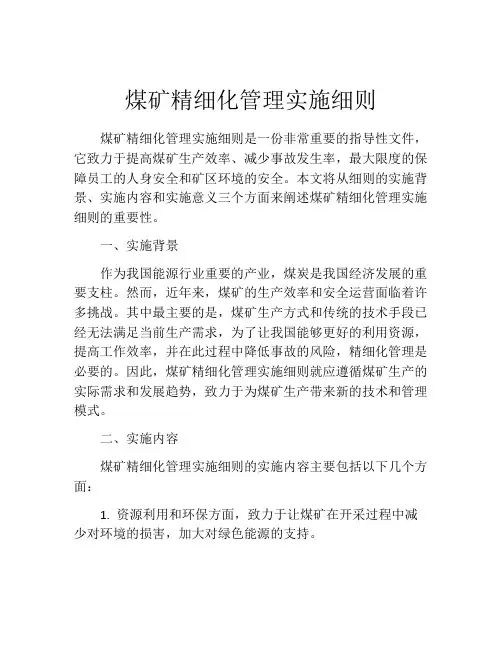 煤矿精细化管理实施细则