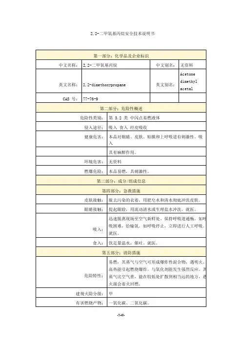 2,2-二甲氧基丙烷安全技术说明书