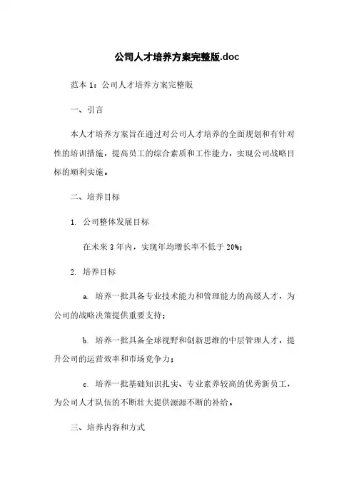 公司人才培养方案完整版.doc