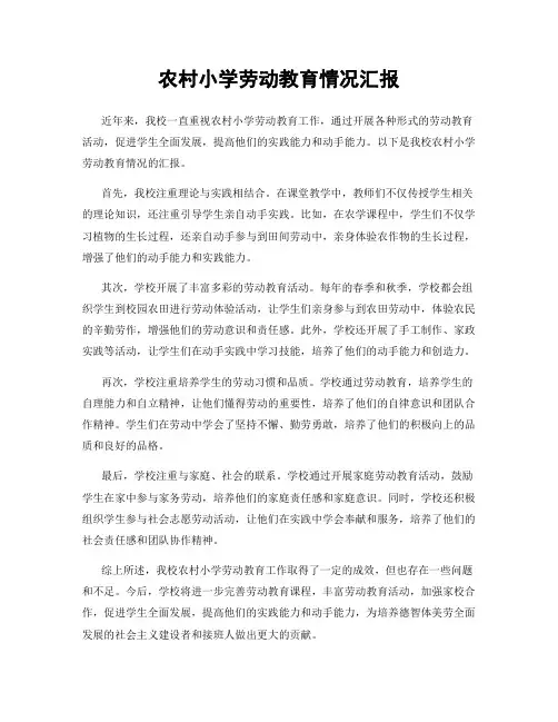 农村小学劳动教育情况汇报
