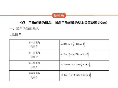 2024年高考数学---三角函数的概念、同角三角函数的基本关系及诱导公式