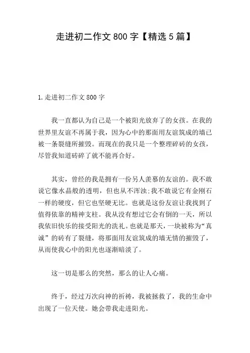 走进初二作文800字【精选5篇】