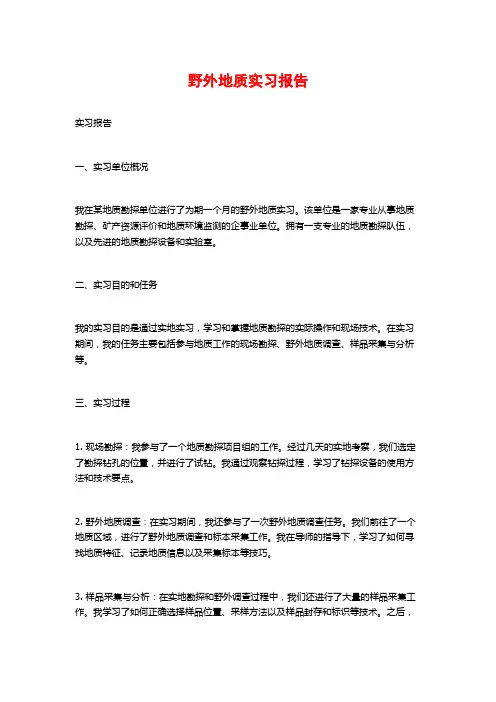 野外地质实习报告