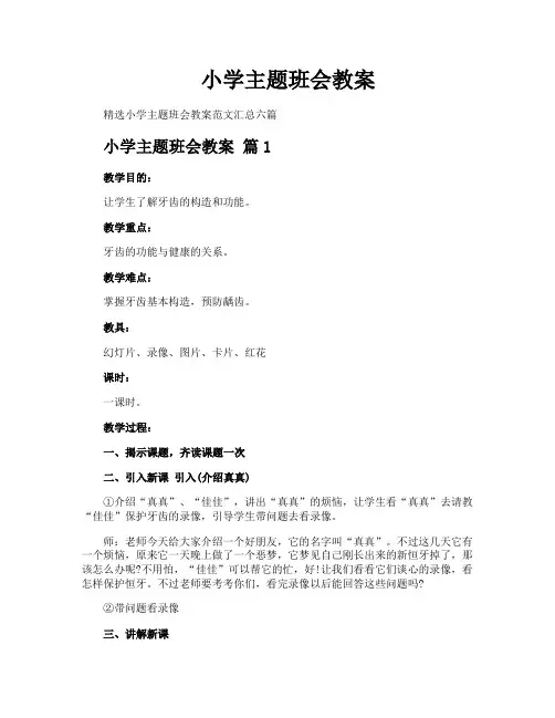 小学主题班会教案