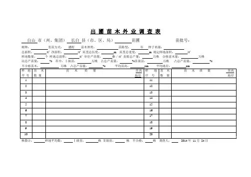 出圃苗木外业调查表