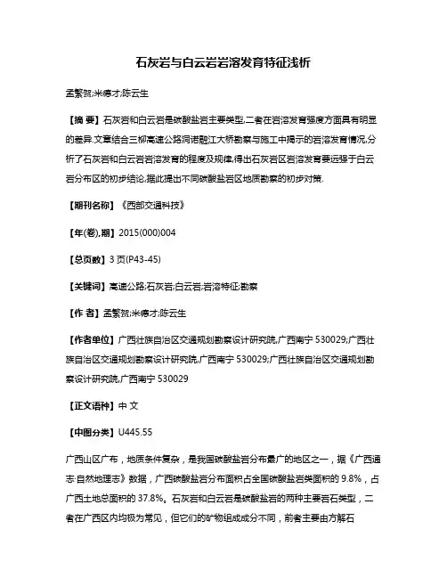 石灰岩与白云岩岩溶发育特征浅析