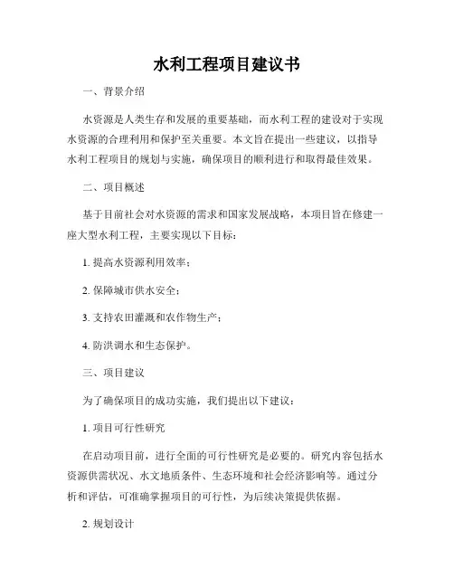 水利工程项目建议书