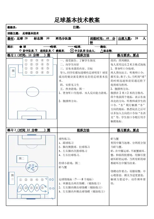 小学《体育与健康》五年级上册《足球基本技术》教案