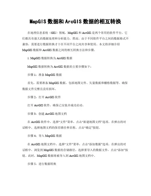 MapGIS数据和ArcGIS数据的相互转换