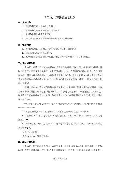 《算法综合实验》实验报告