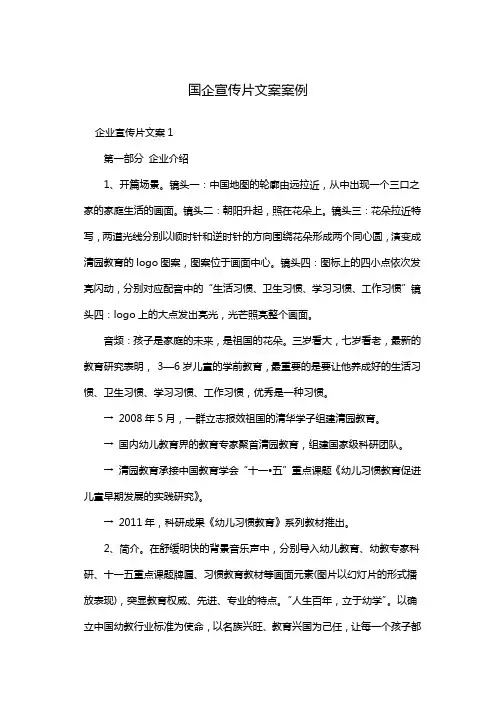 国企宣传片文案案例