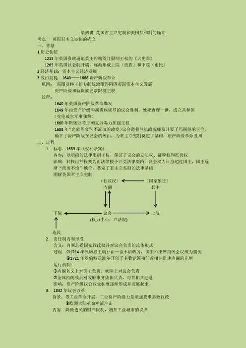第四讲 英国君主立宪制和美国共和制的确立