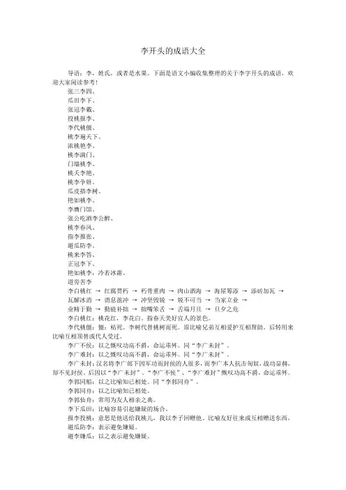 李开头的成语大全