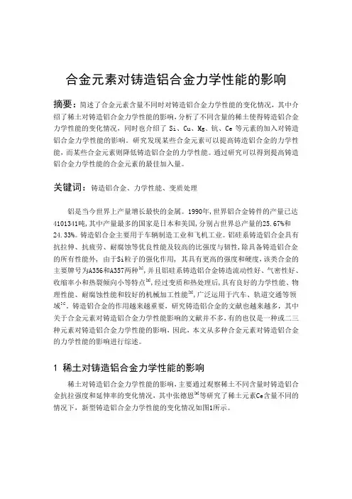 合金元素对铸造铝合金力学性能的影响