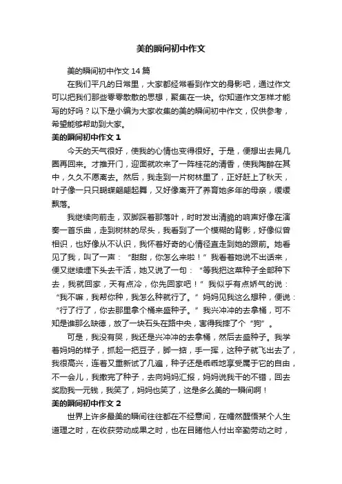 美的瞬间初中作文