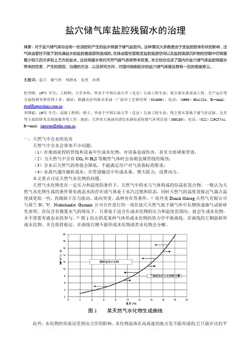 2011盐穴储气库盐腔残留水的治理