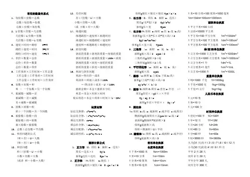 苏教版小学六年级数学毕业小升初总复习资料整理