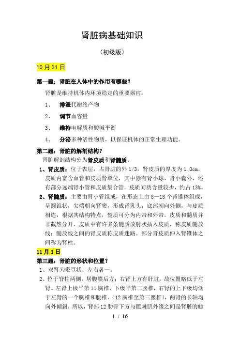 肾脏病基础知识初级参考模板