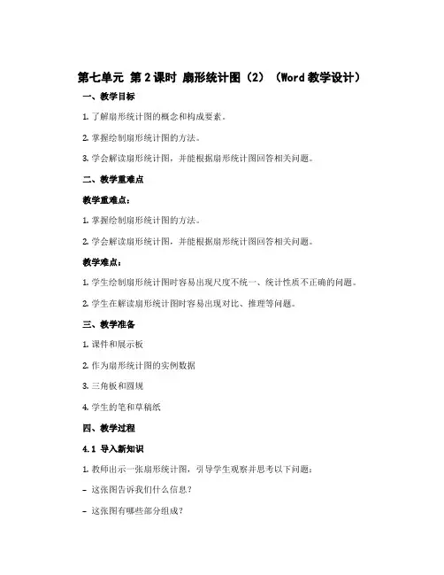 第七单元 第2课时 扇形统计图(2)(教学设计)-2022-2023学年六年级数学上册同步备课(冀教